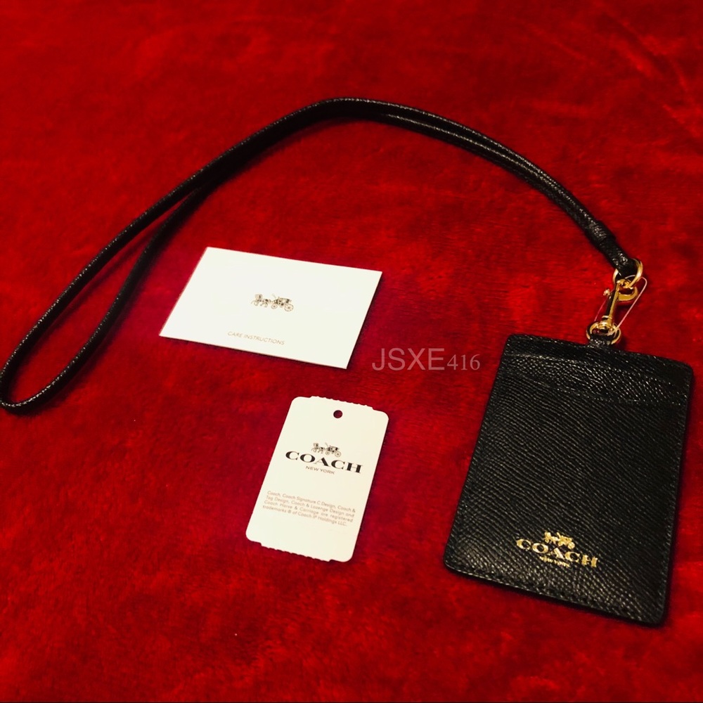 NWT - Coach ID Lanyard Card Holder - Black & Gold - Picture 5 of 8